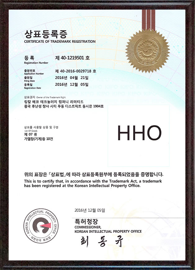 HHO trademark registration in Korea